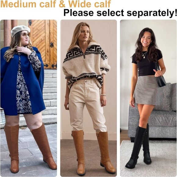 Women's Brown Jeossy Women's 950 Knee High Riding Boots with Zipper Wide Calf - Picture 2 of 8